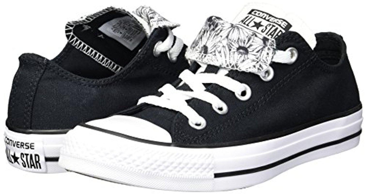 Converse Rubber Double Tongue Floral Low Top Sneaker in Black/White/Black  (Black) | Lyst