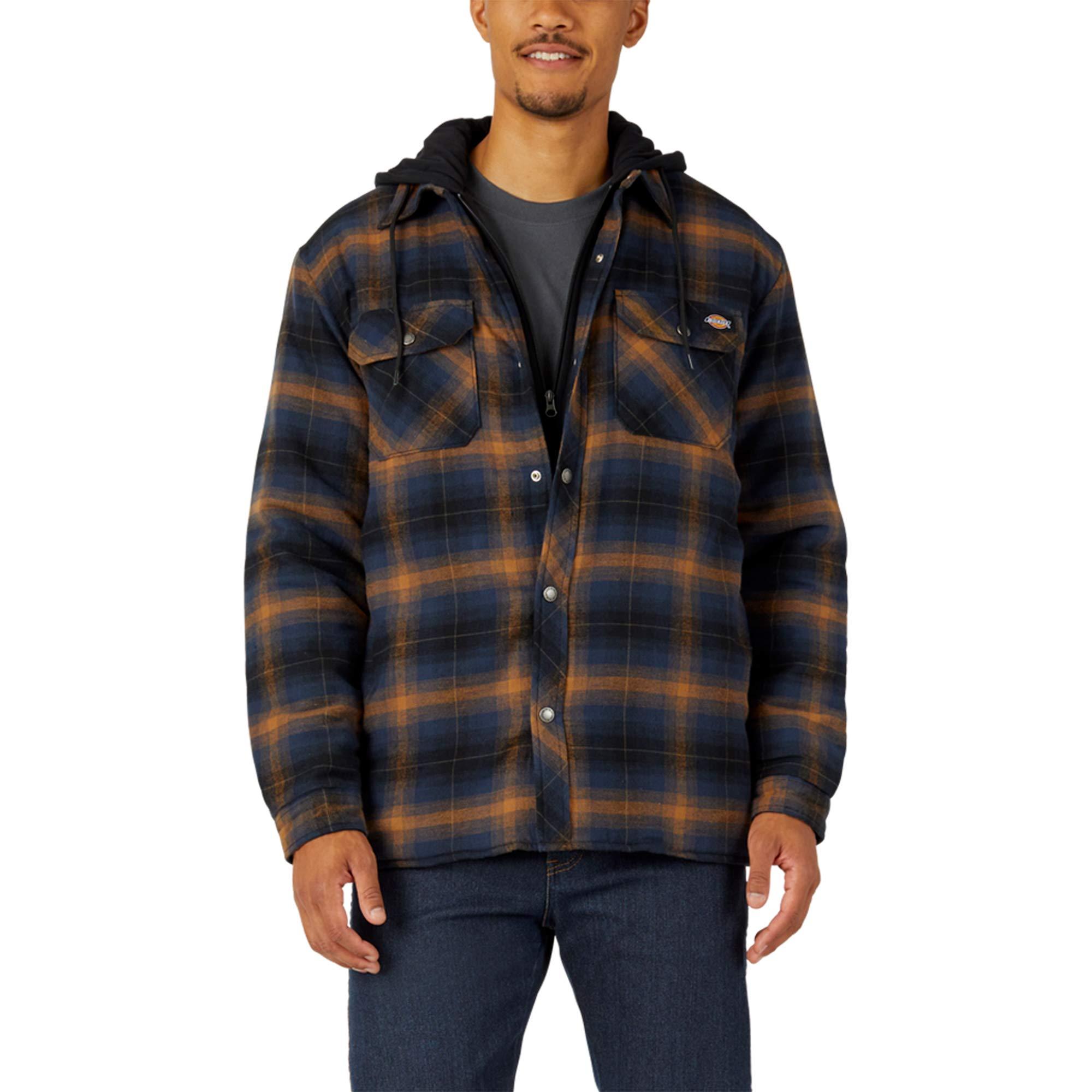 Dickies Relaxed Fleece Hooded Flannel Shirt Jacket in Blue for Men - Lyst
