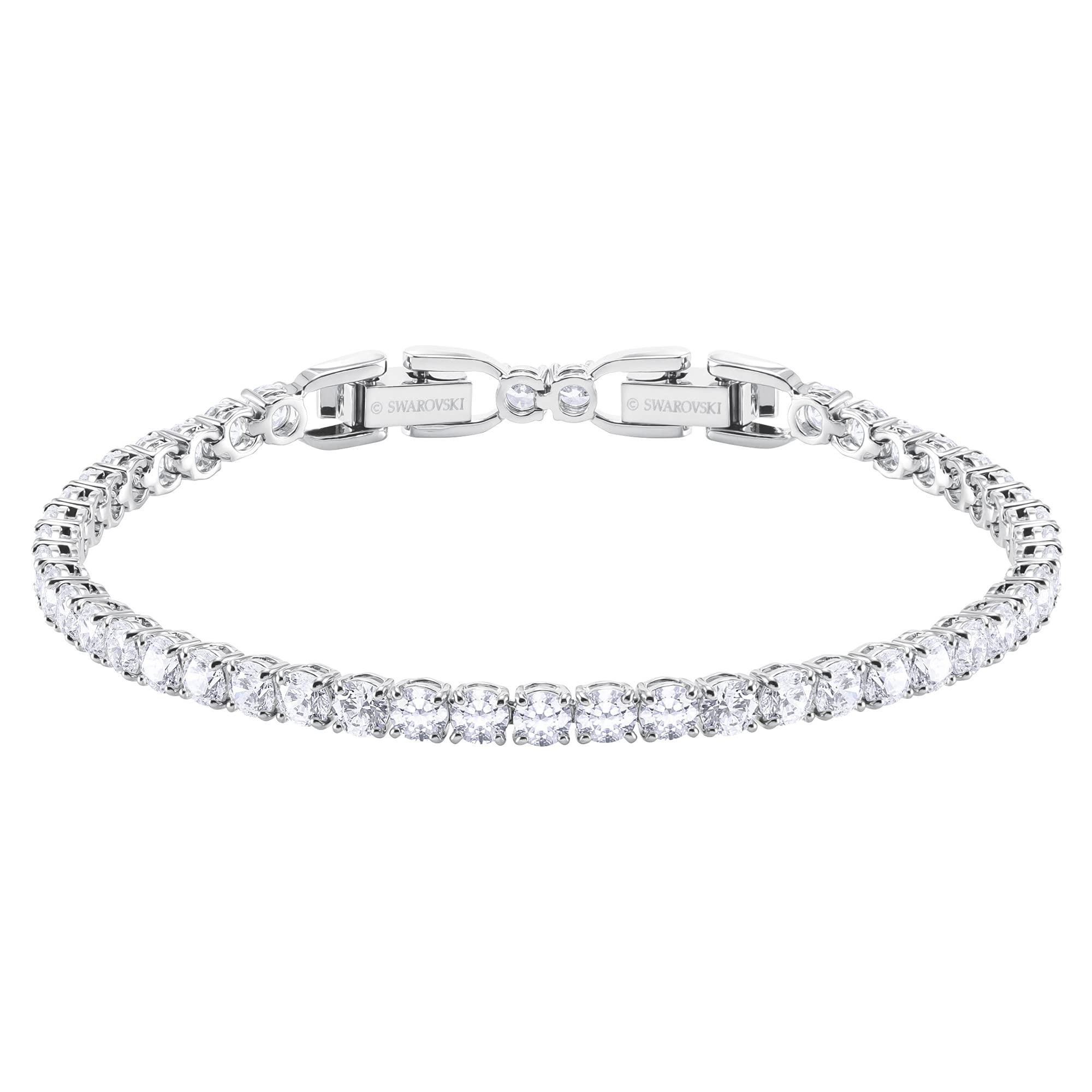 Swarovski Tennis Deluxe Bracelet With Dark Blue And White Crystals On A  Rhodium Plated Setting in Metallic - Save 65% - Lyst