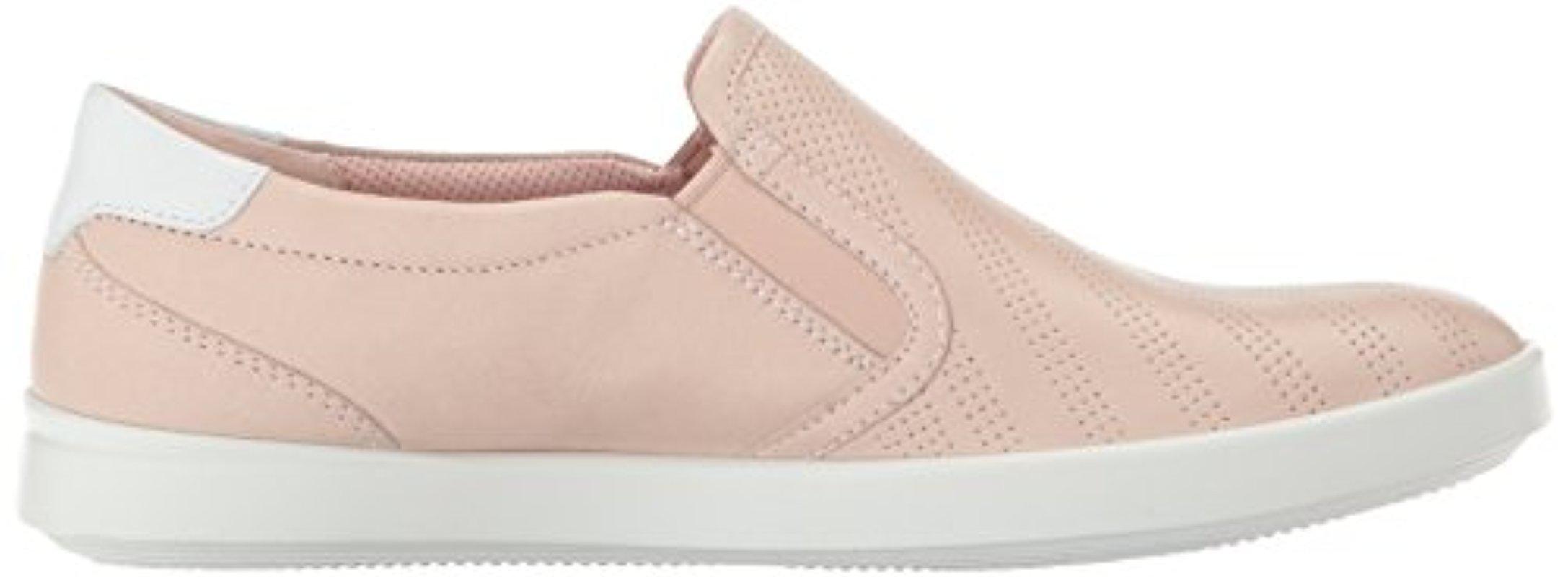 Ecco Leather Aimee Perforated Slip On Fashion Sneaker in Pink - Lyst