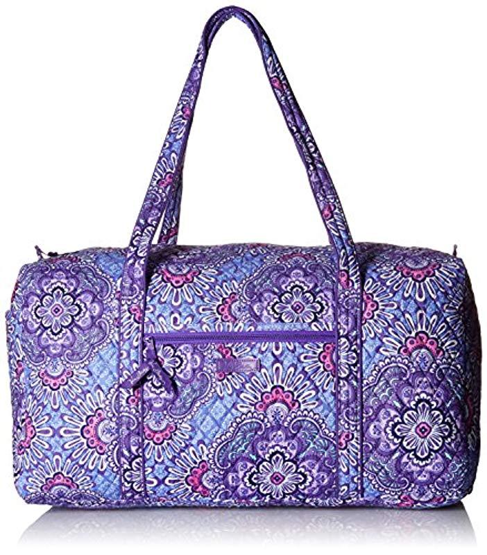 Vera Bradley Large Duffel, Signature Cotton, Lilac Tapestry in Purple