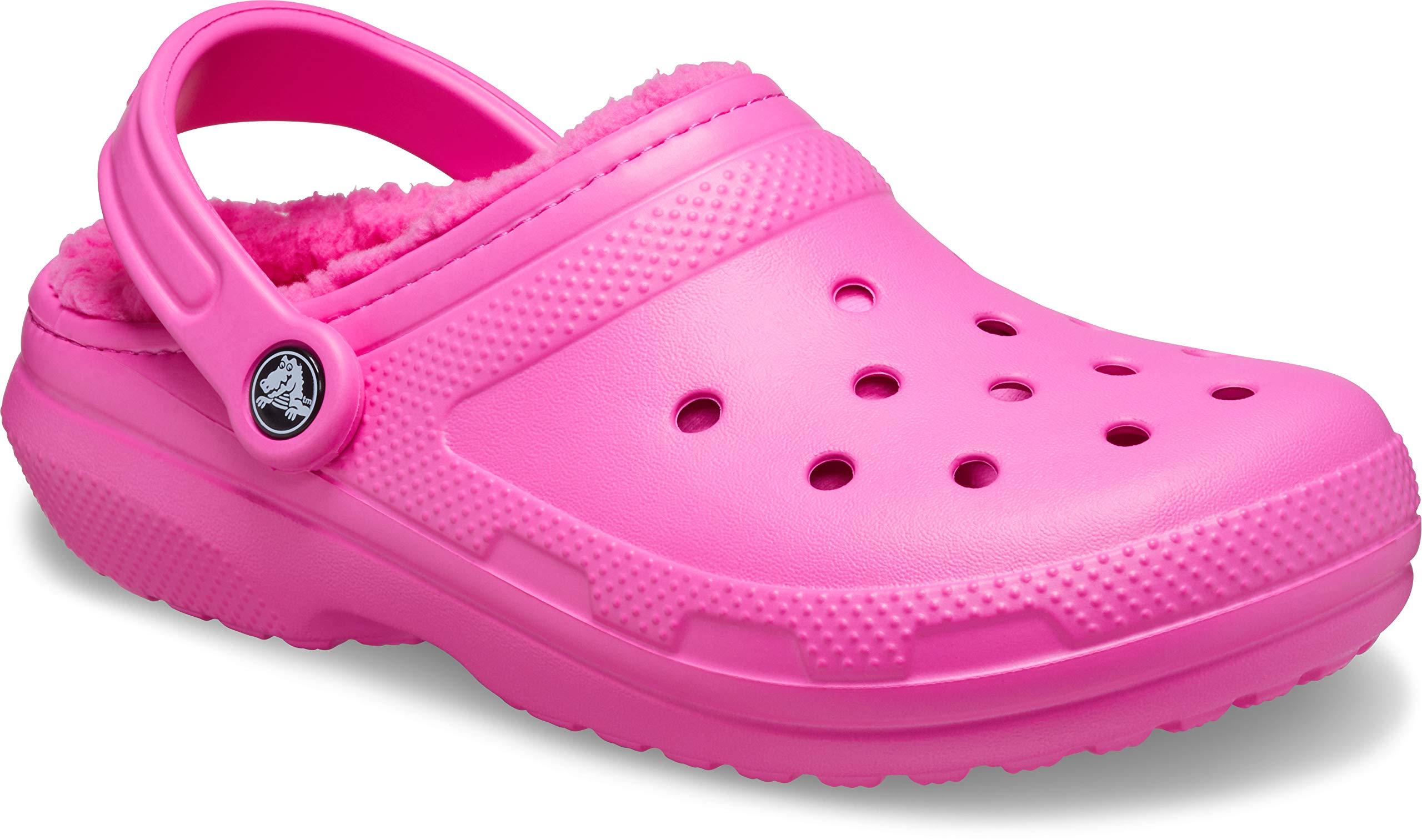 hot pink fur crocs