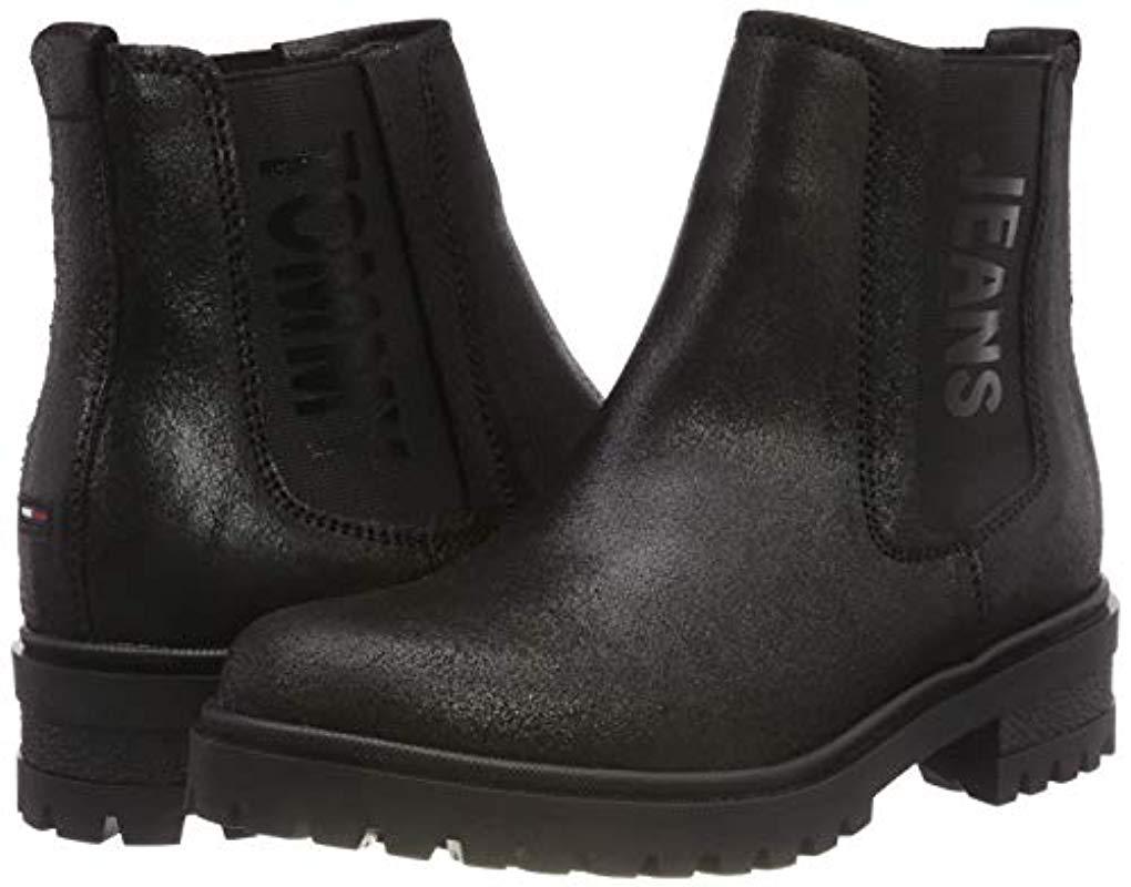 tommy hilfiger metallic cleated chelsea boot