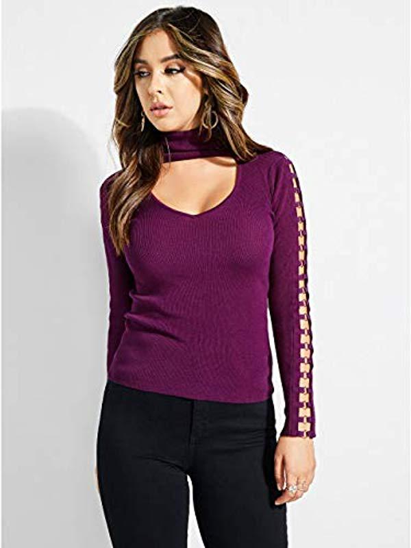purple guess sweatshirt