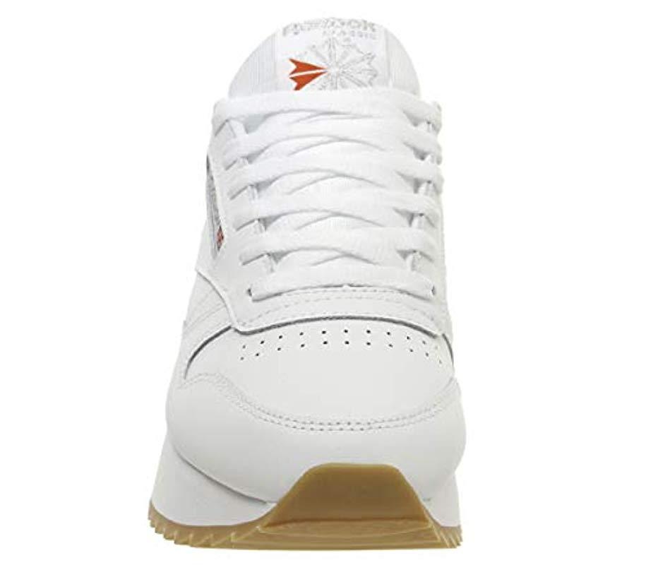 reebok white classic leather double trainers