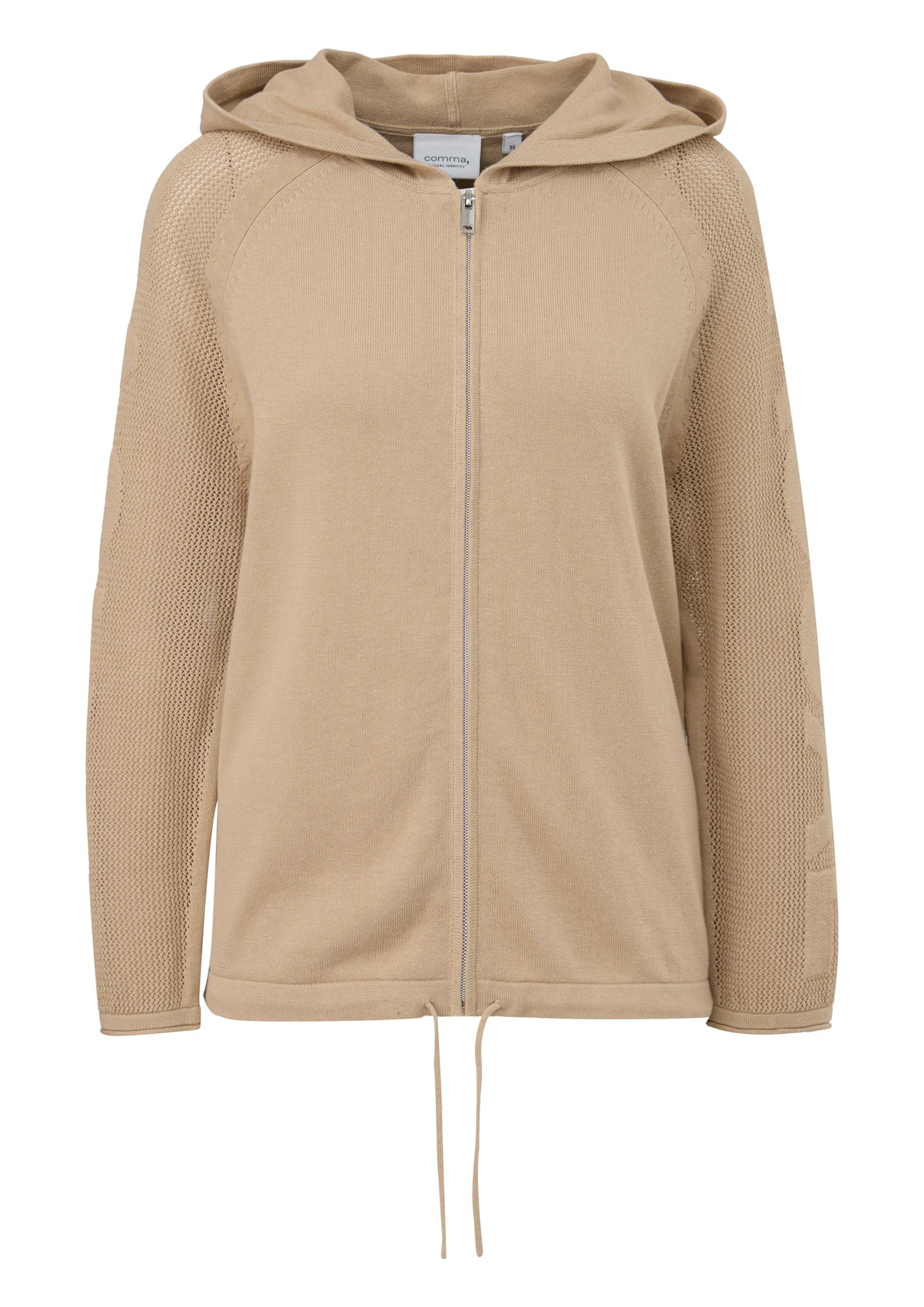 Jacke Comma Kapuzenjacke Comma, Strickjacke Mit Kapuze In Natur