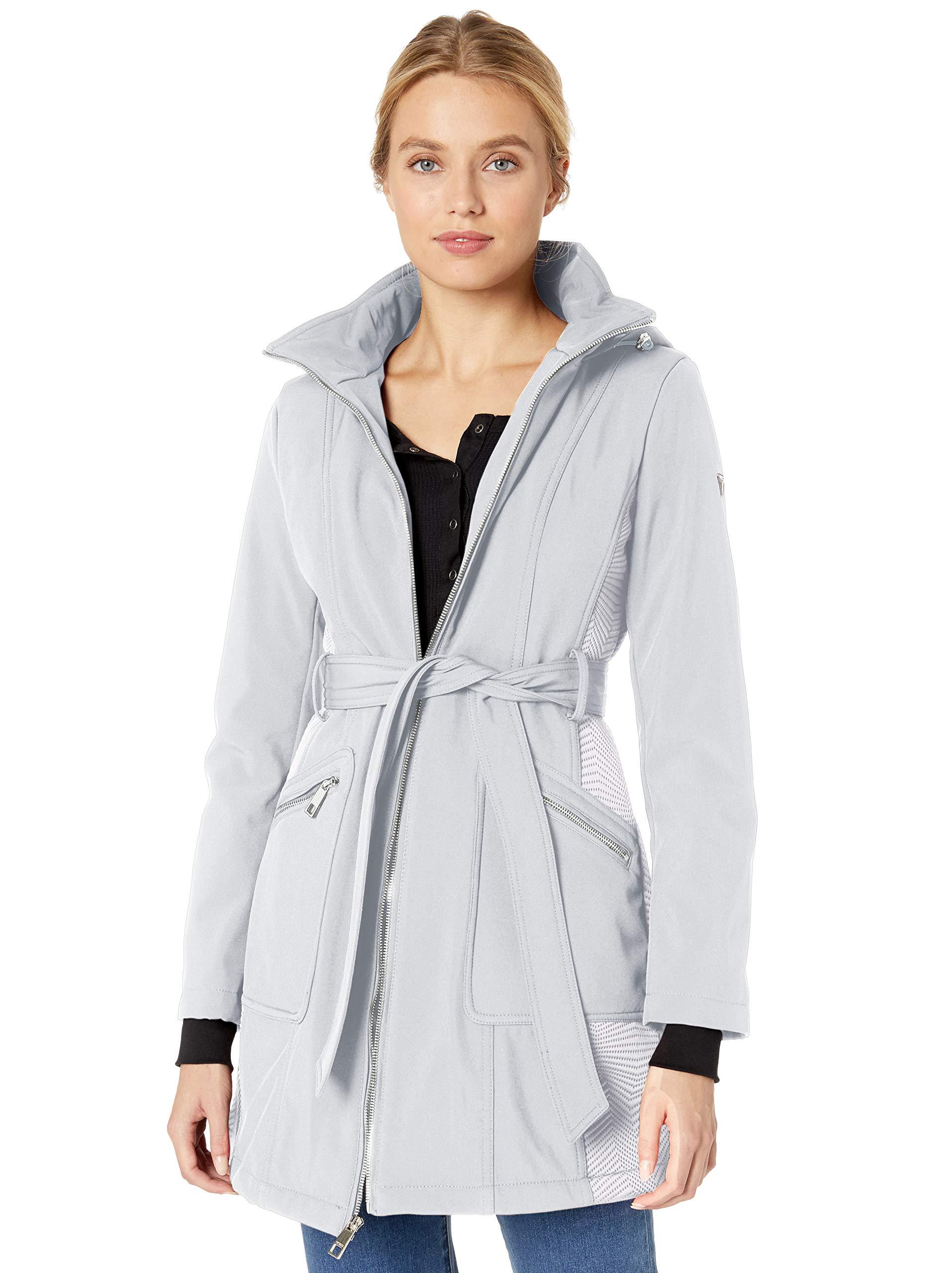 Guess Belted Softshell Jacket With Hood in Pastel Blue (Blue) Save 6