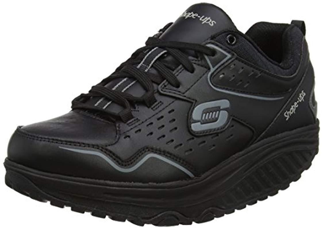 Skechers Leather Shape Ups 2.0 Perfect Comfort Fashion Sneaker in Black |  Lyst