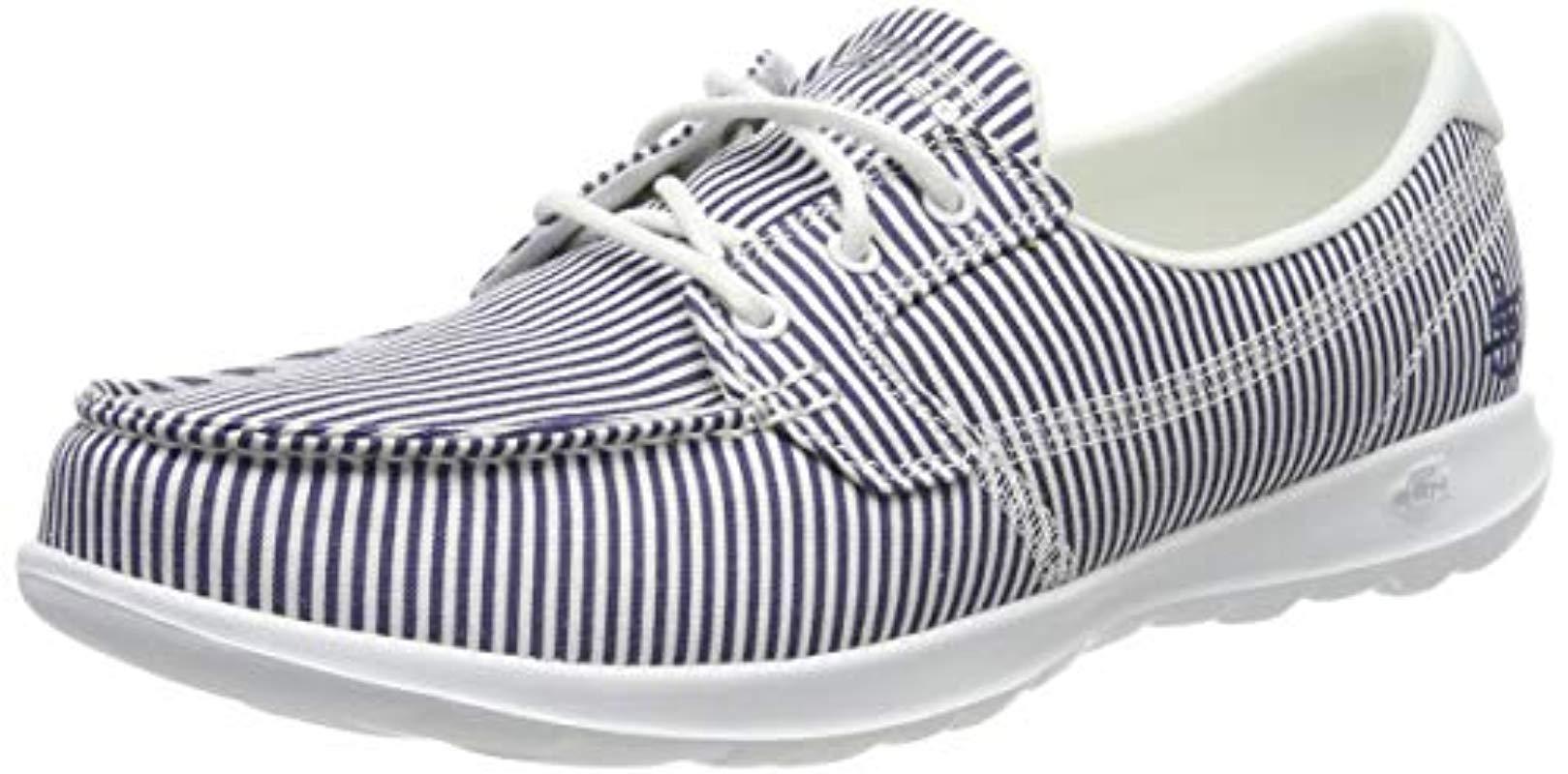 Womens Shoes Flats and flat shoes Lace Up shoes and boots Skechers Canvas Go Walk Lite Caribbean Boat Shoes in Blue 