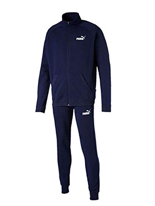 PUMA Cotton Clean Sweat Suit Cl Tracksuit in Blue for Men - Lyst
