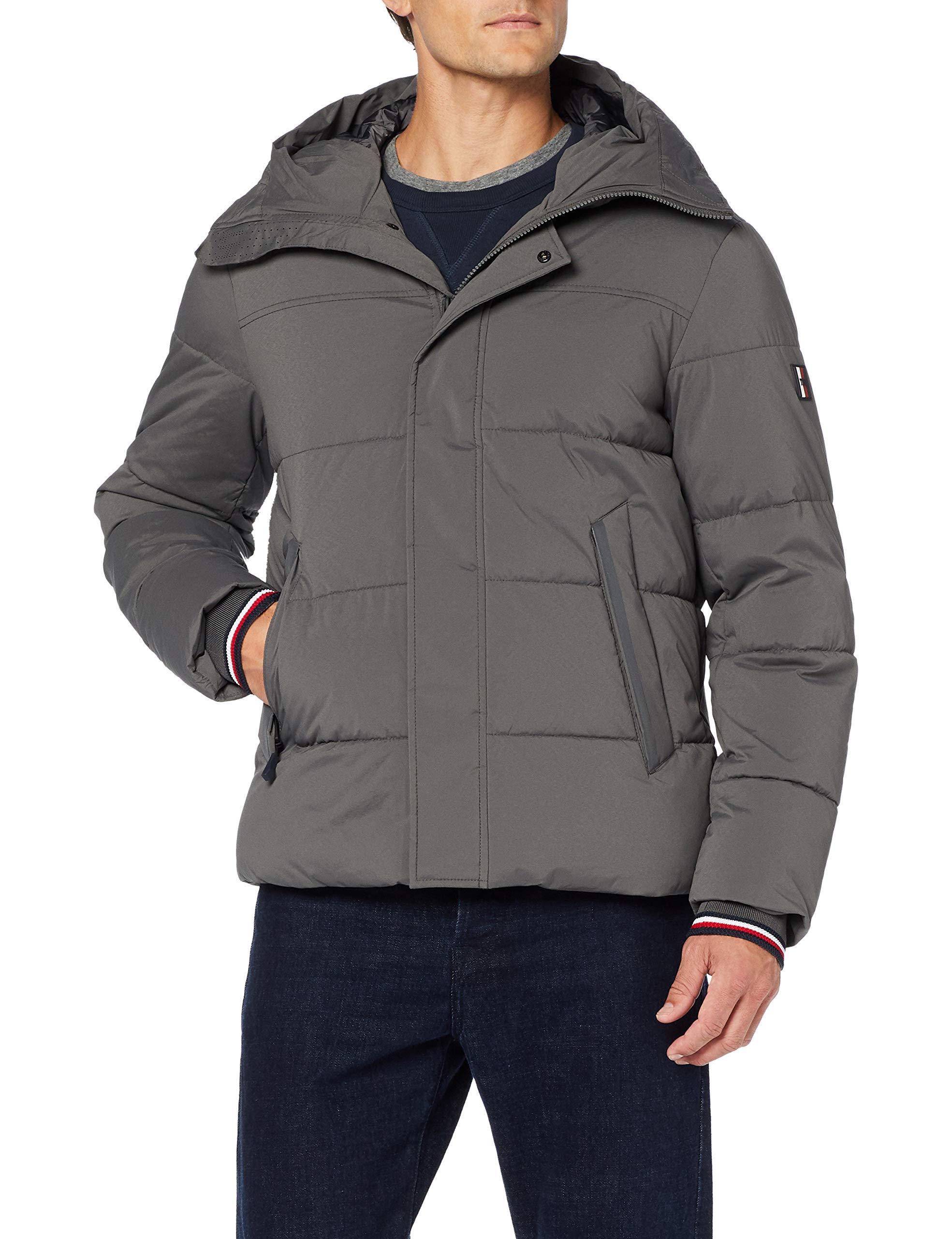 Tommy Hilfiger Synthetic Stretch Nylon Hooded Bomber Jacket, in Grey for  Men - Lyst