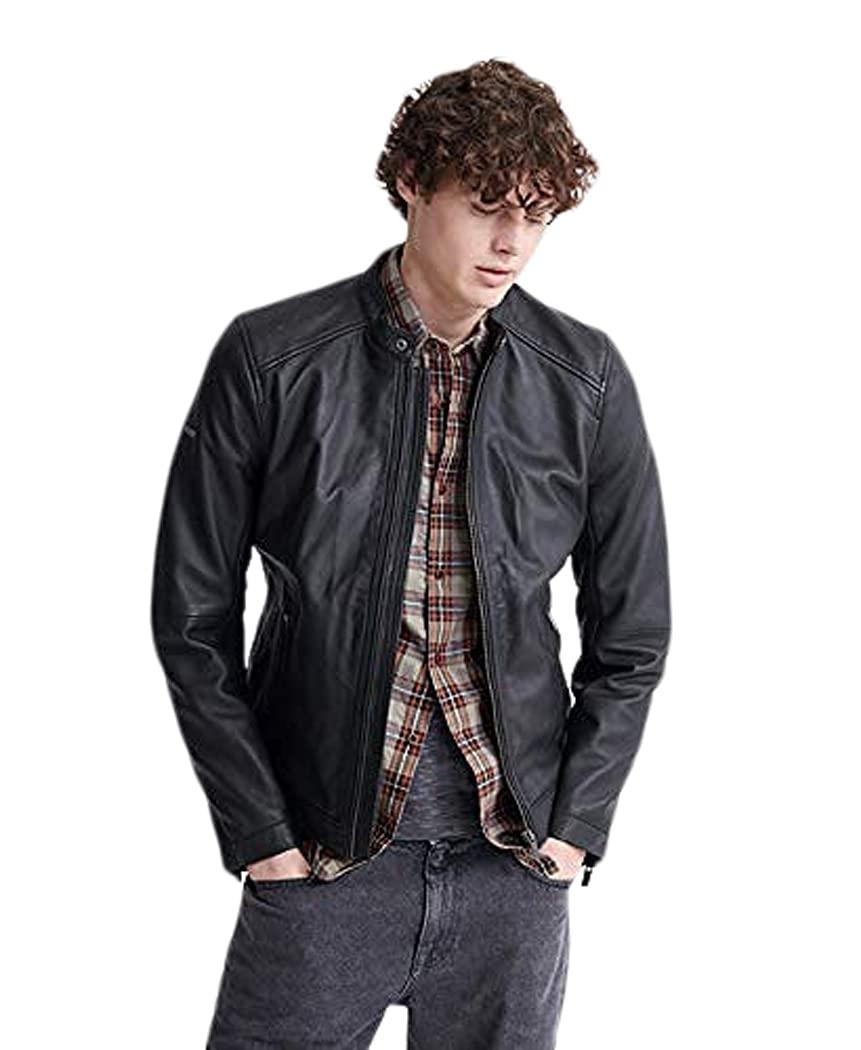 superdry hero light leather racer