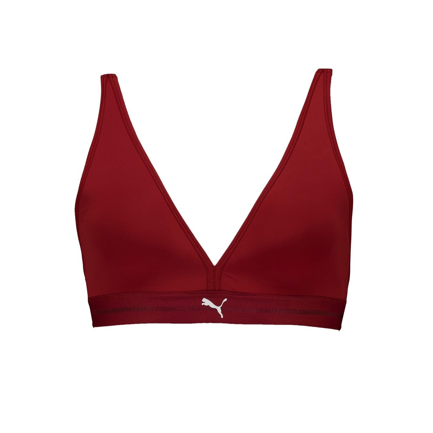 PUMA S Padded Triangle Top 1p Low Impact Sports Bra Burgundy 12 in