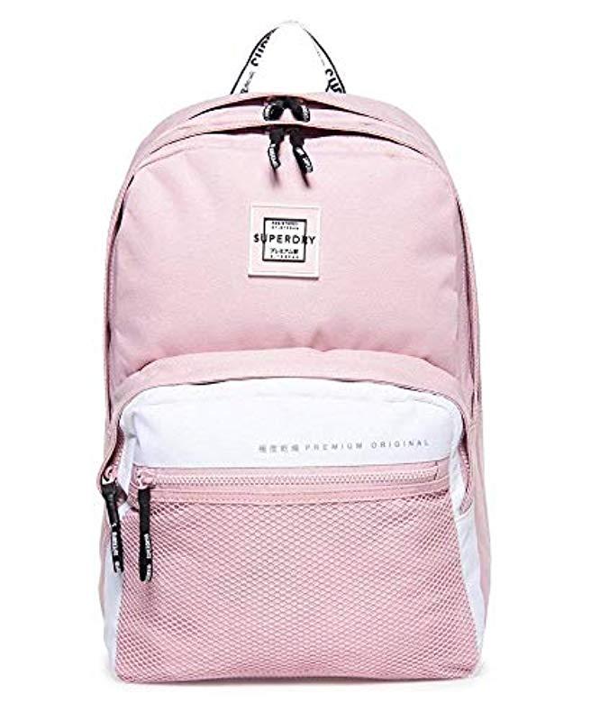 pink white backpack