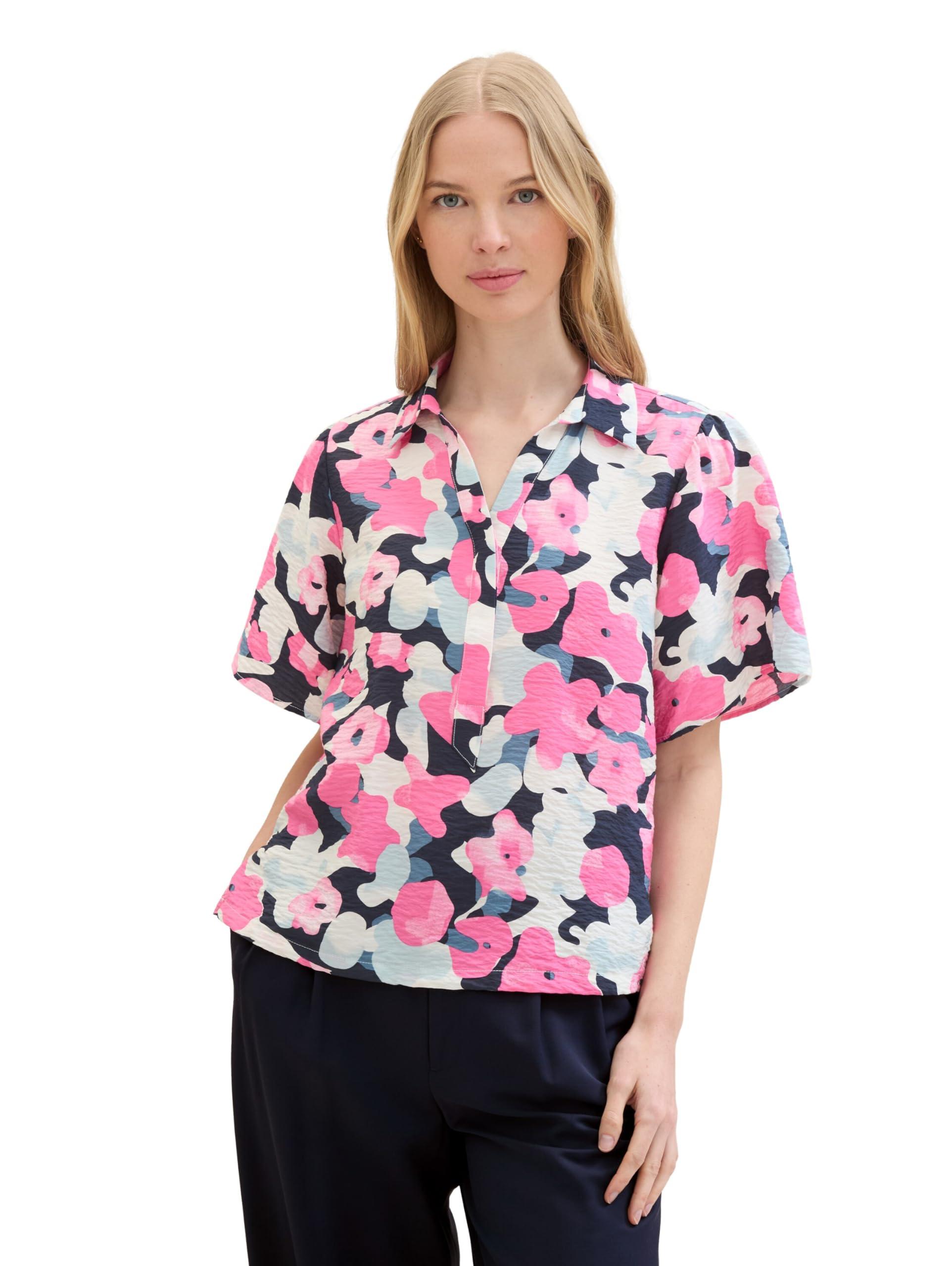 TOM TAILOR Damen Plussize T-Shirt Kurzarm – Basic Mit Blumenprint, Weicher Jersey, Größen 44-54