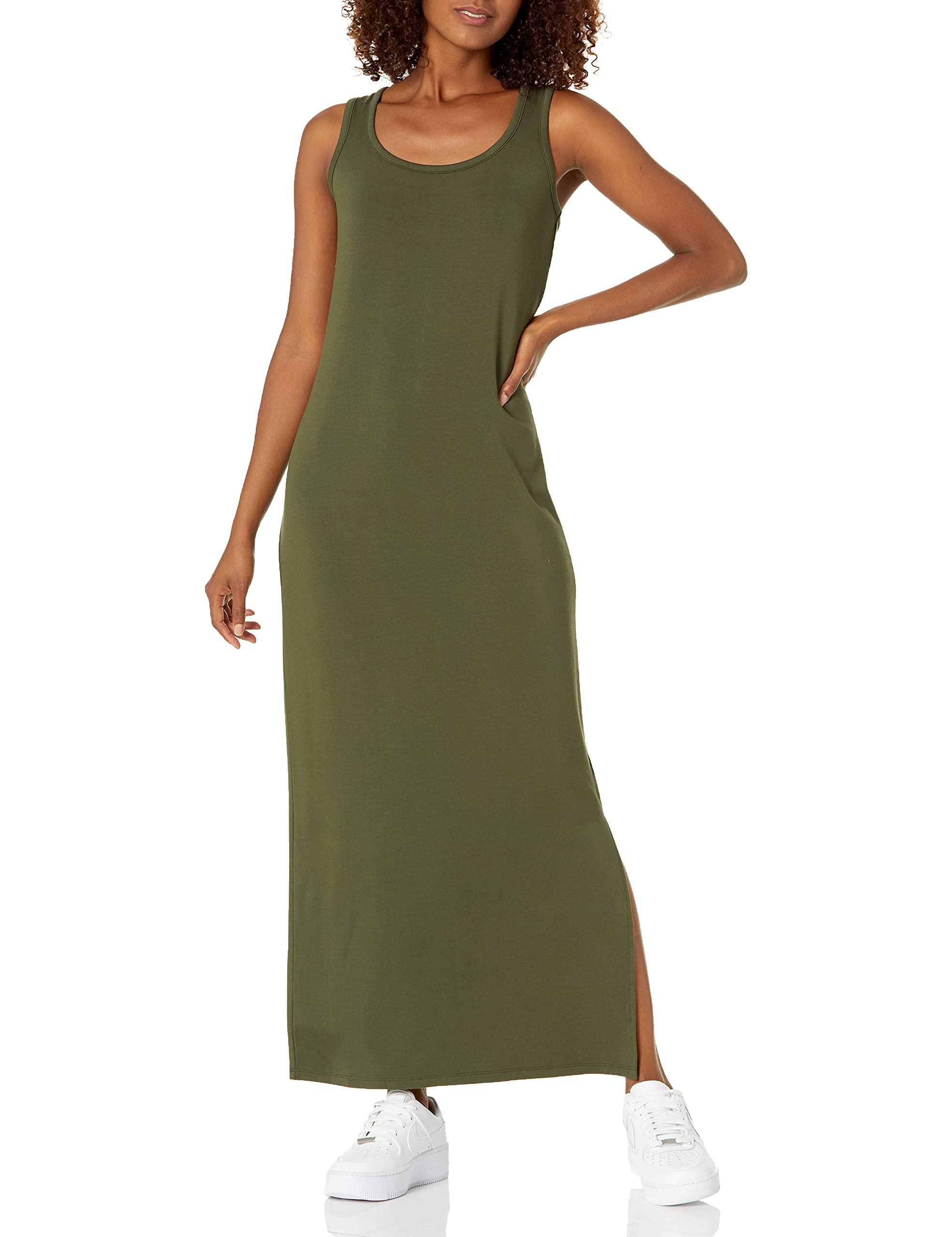 Amazon Essentials Supersoft Terry Racerback Maxi Dress in Green | Lyst