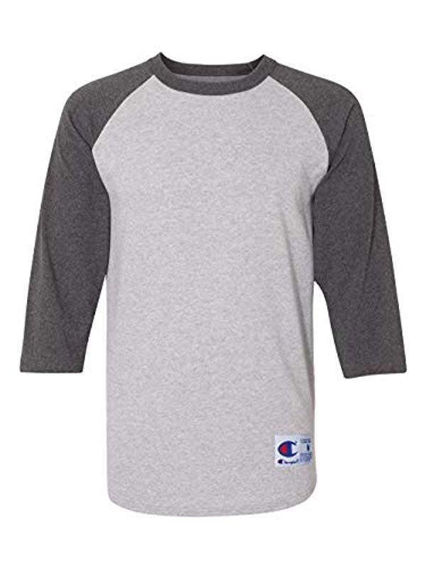 Champion Cotton Raglan Baseball T-shirt in Gray for Men - Lyst
