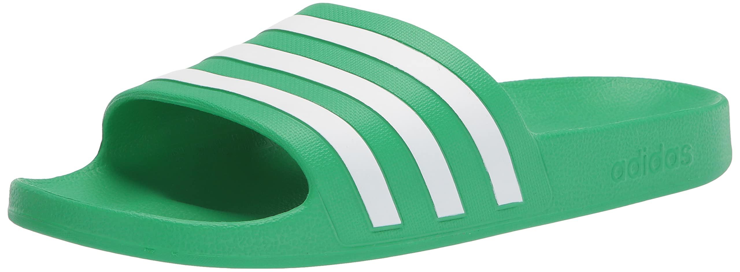 adidas green and white slides