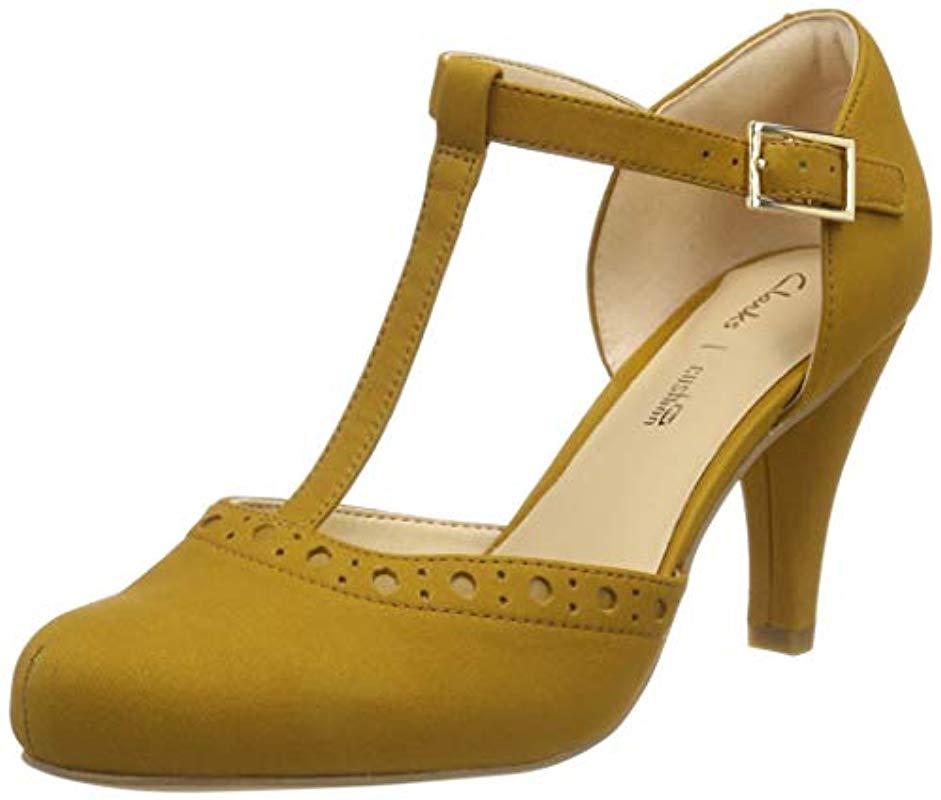 clarks heels yellow