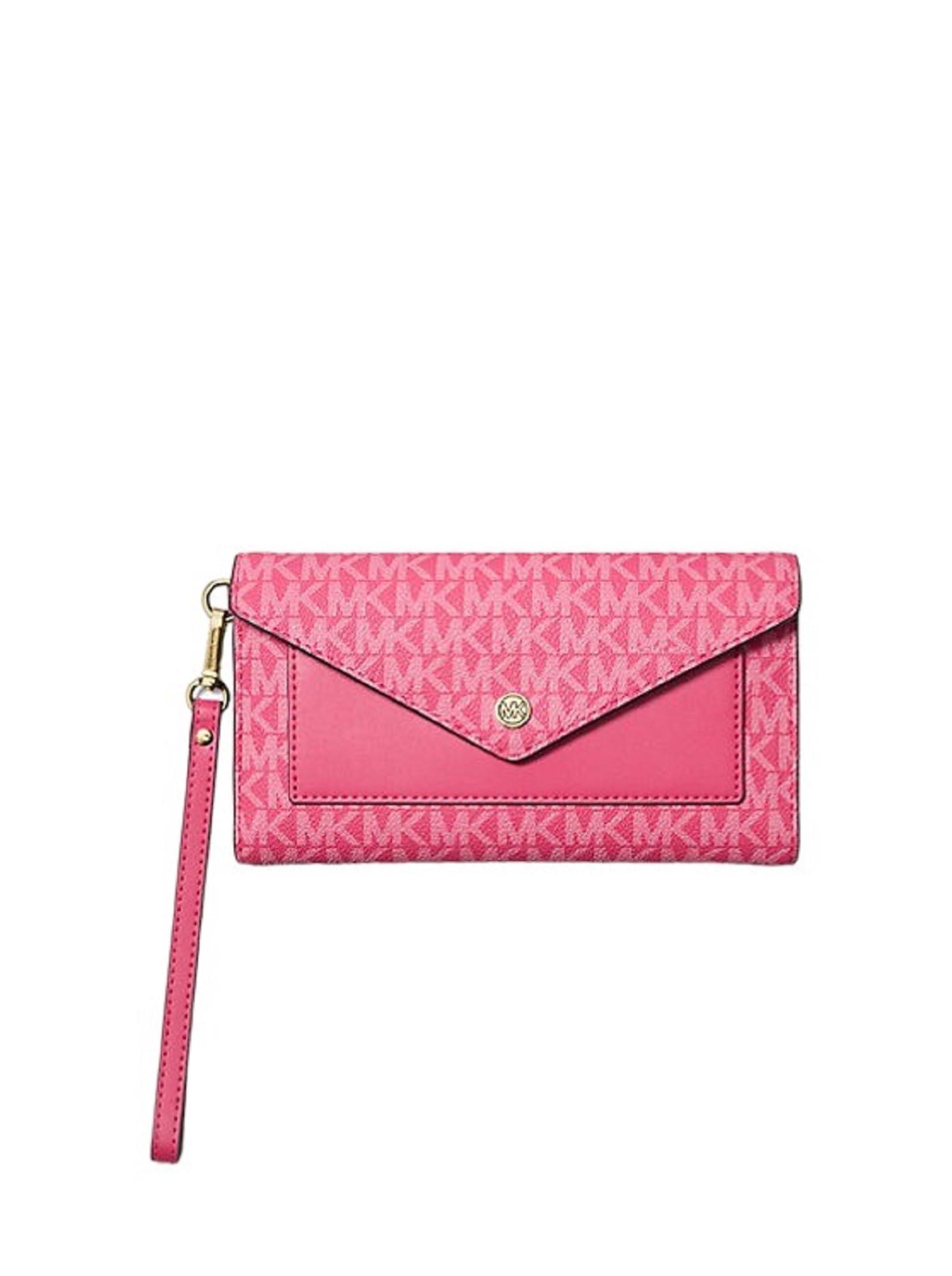 Michael Kors Jet Set Large Signature Logo Envelope Wristlet Wallet in Pink Lyst UK