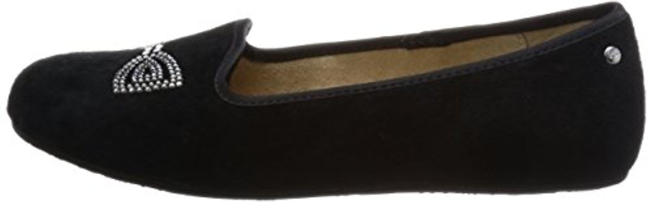 UGG Alloway Crystal Bow Flat in Black | Lyst