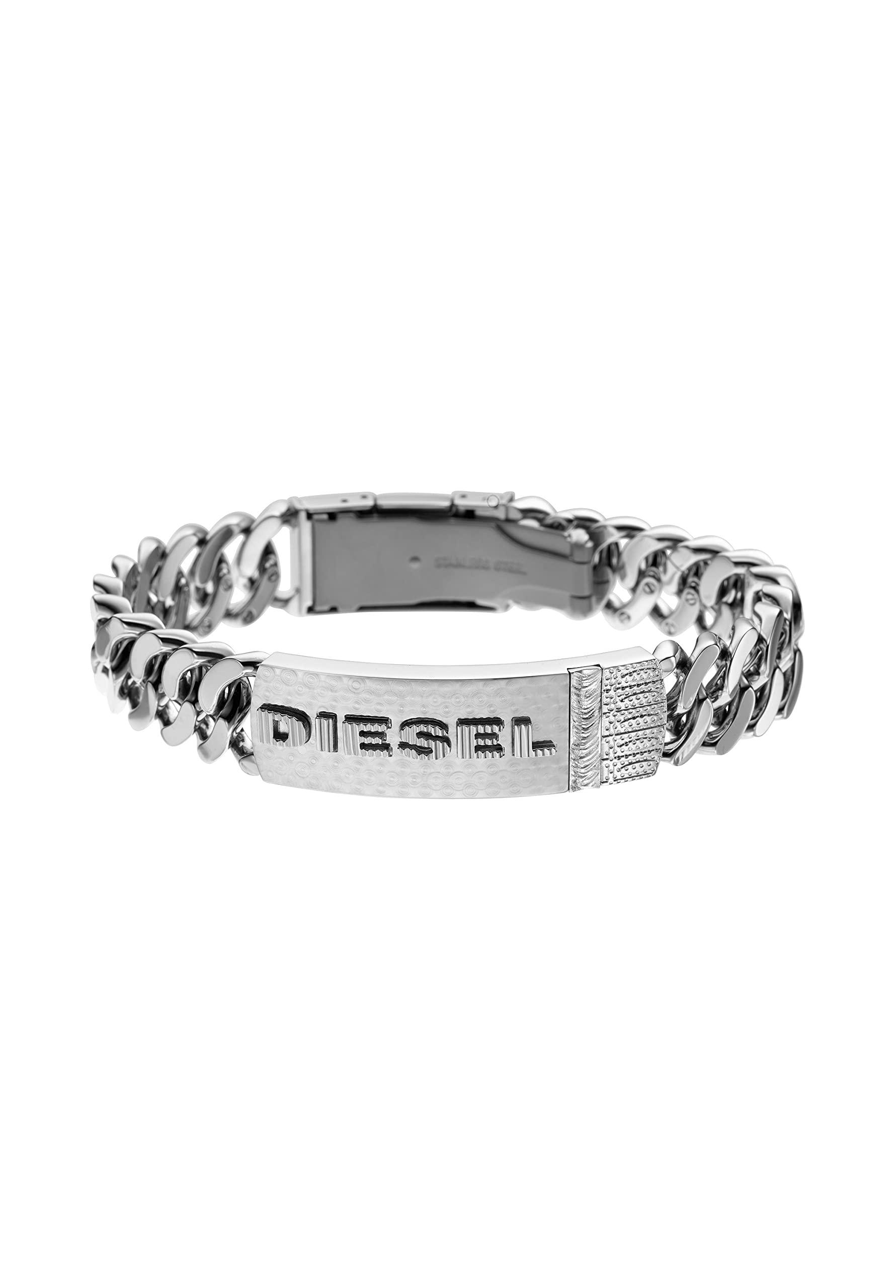 Bracciale Diesel Uomo In Gomma Con Agata - Chiusura A Cursore, Regolabile 16.5-25cm