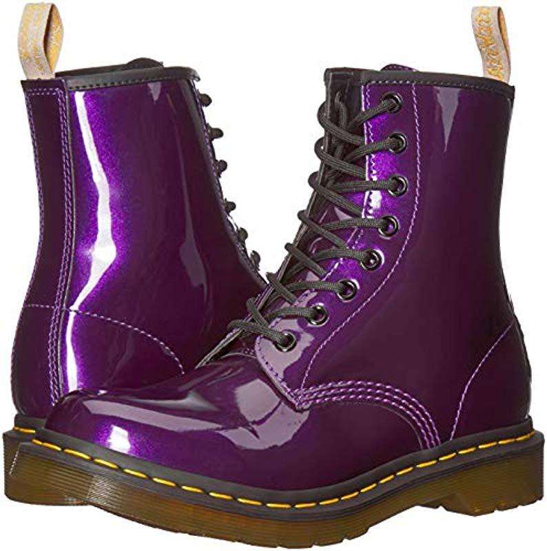 dr martens 1460 purple chrome flat ankle boots