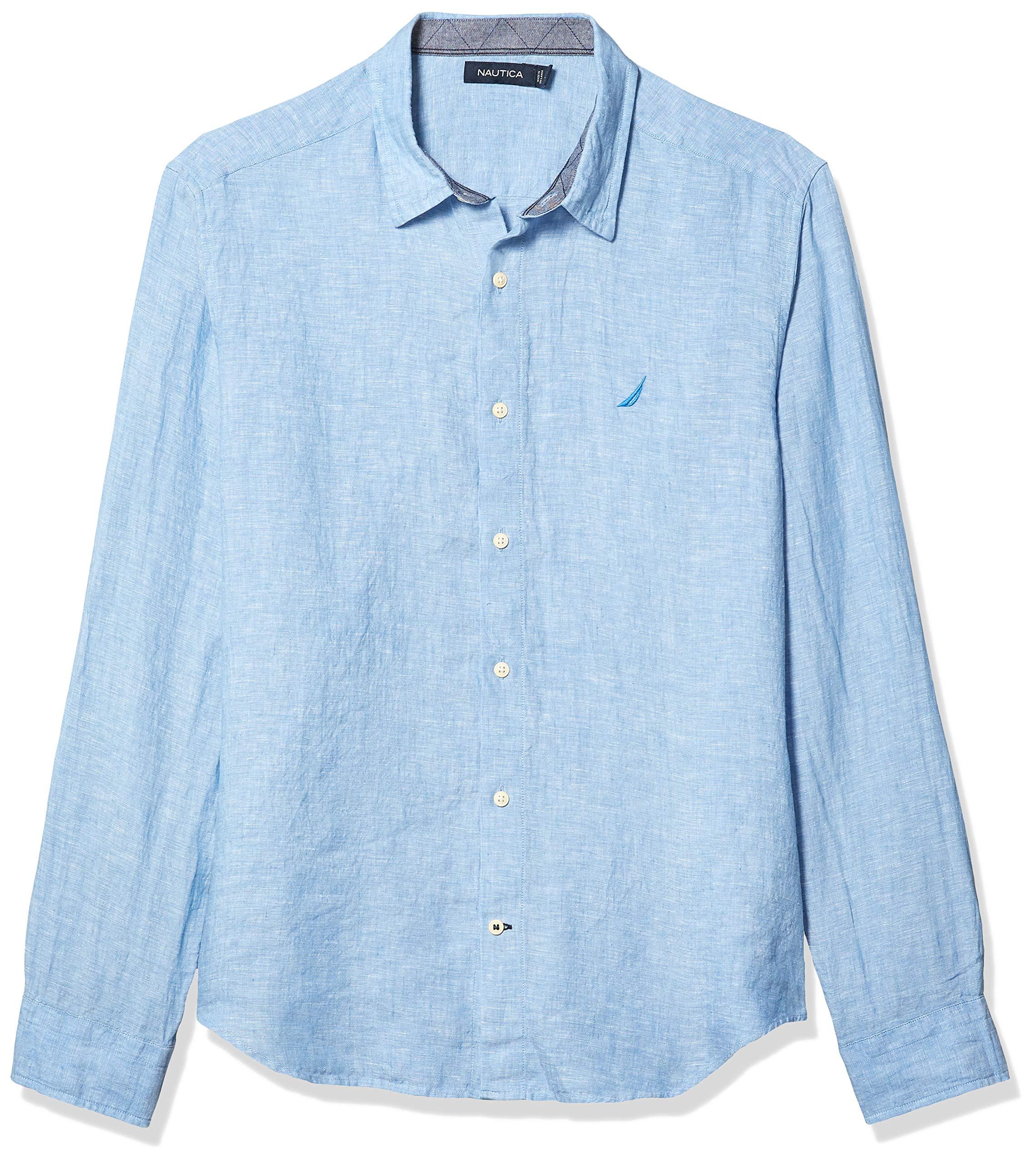 Nautica Classic Fit Long Sleeve Solid Linen Shirt in Blue for Men Lyst