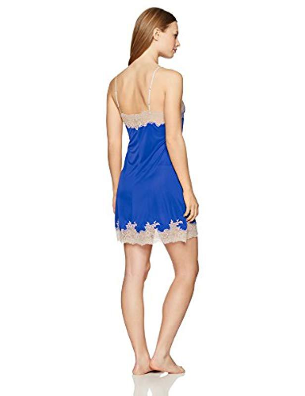 Natori Womens Enchant Solid Slinky Chemise Lace