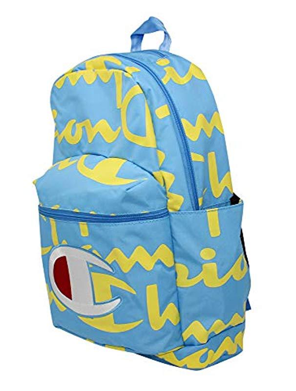 blue and yellow backpack