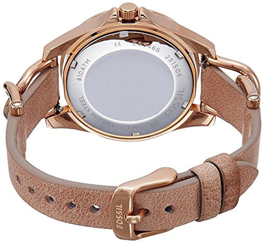 Fossil Riley Quartz Stainless Steel And Leather Multifunction Watch, Color:  Rose Gold, Tan (model: Es3466) in Silver (Metallic) - Save 87% - Lyst