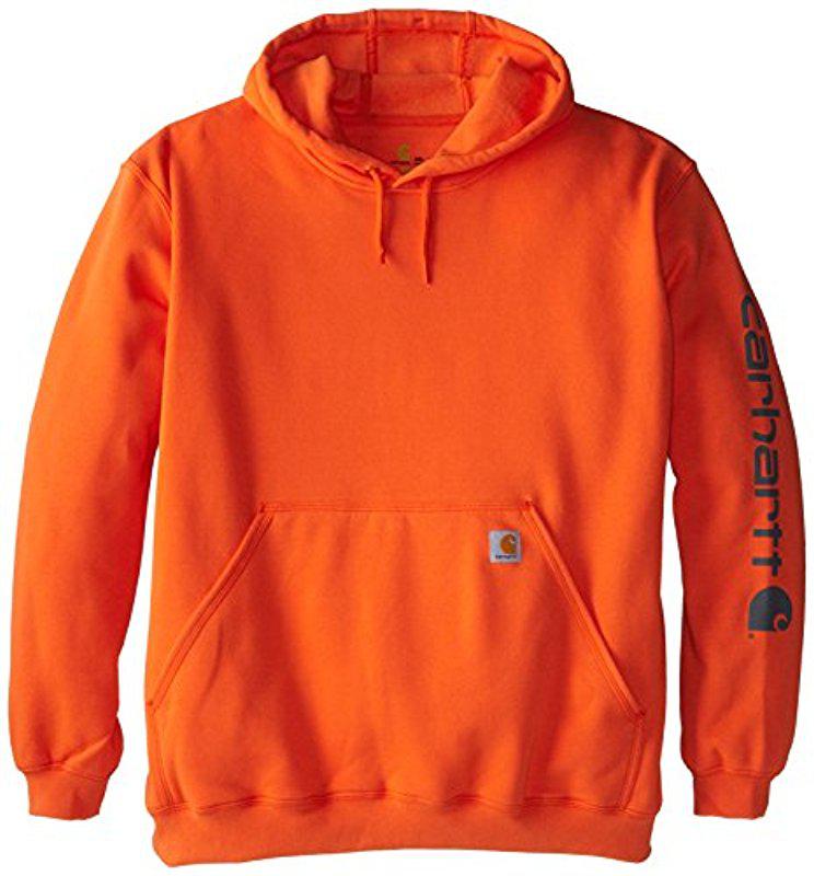 Carhartt Cotton Midweight Sleeve Logo Hooded Sweatshirt (regular And Big &  Tall Sizes) in Orange for Men - Lyst