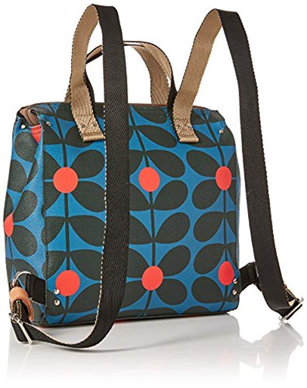 Orla Kiely Leather Kingfisher Small Backpack In Blue Lyst Orla Kiely Leather Kingfisher Small Backpack In Blue Lyst