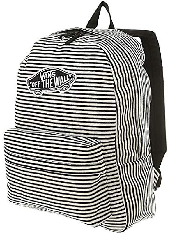 vans black and white striped backpack