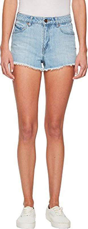 Volcom Womens Mid Rise Raw Hem Denim Short