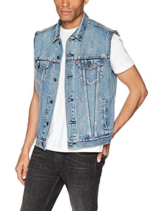 levi's denim trucker vest