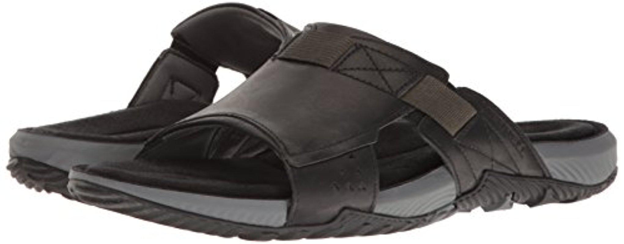 Merrell Leather Terrant Slide Open Toe Sandals in Black for Men - Lyst