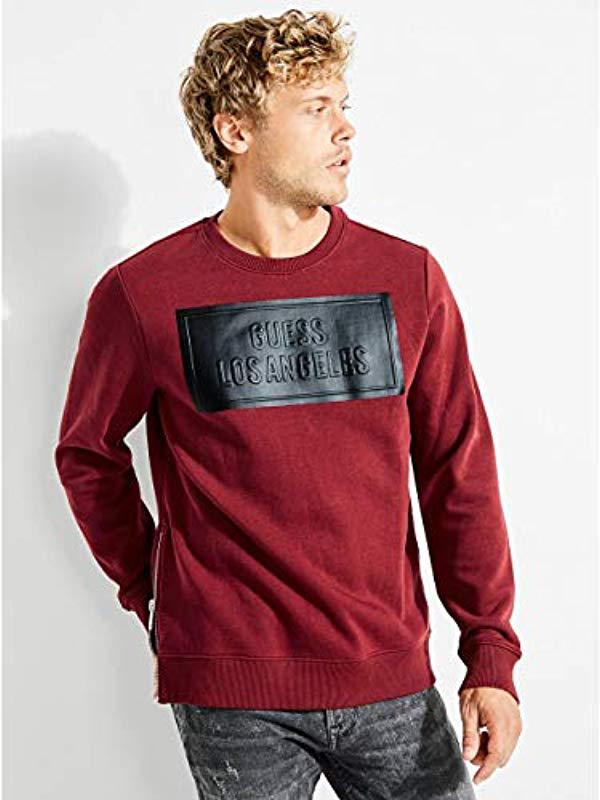 Guess Mens Long Sleeve Logan Coated Crew Neck Shirt