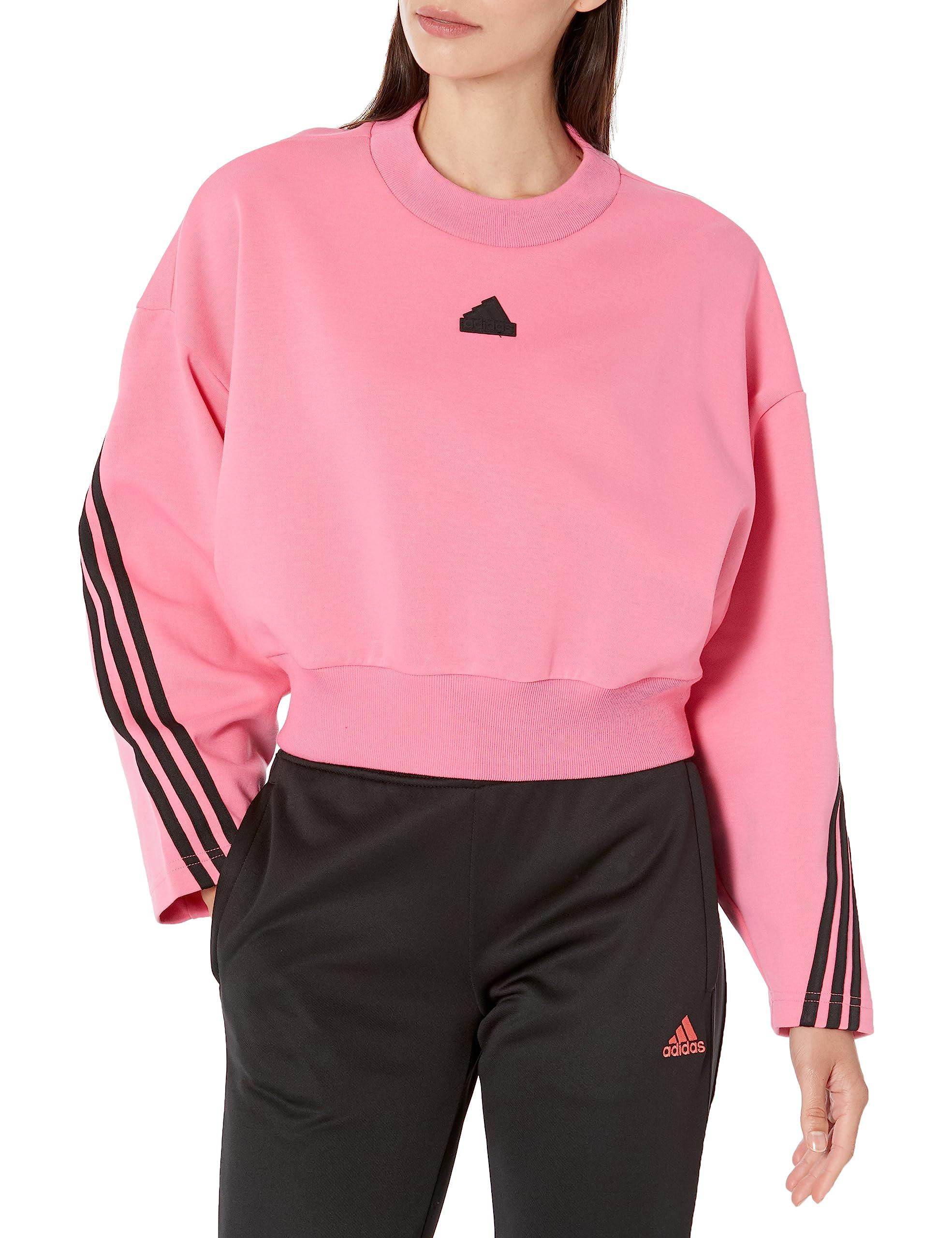 adidas Future Icon Three Stripes Crew Sweatshirt in Pink | Lyst