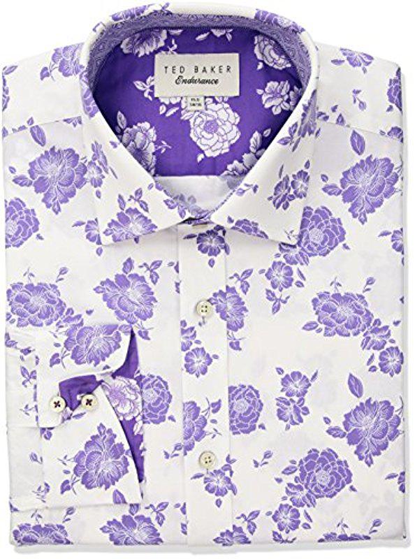 Ted Baker Irrit Floral Slim Fit Dress Shirt in Purple for Men | Lyst