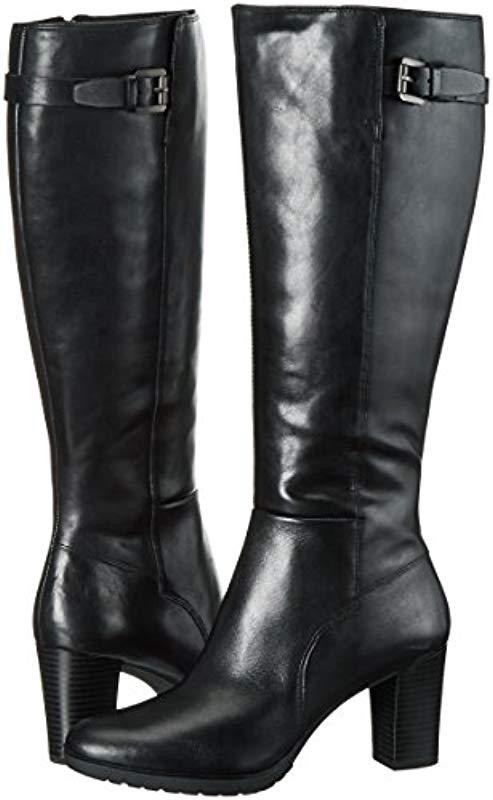 Geox Leather D Raphal Mid C Long Boots in Black - Lyst