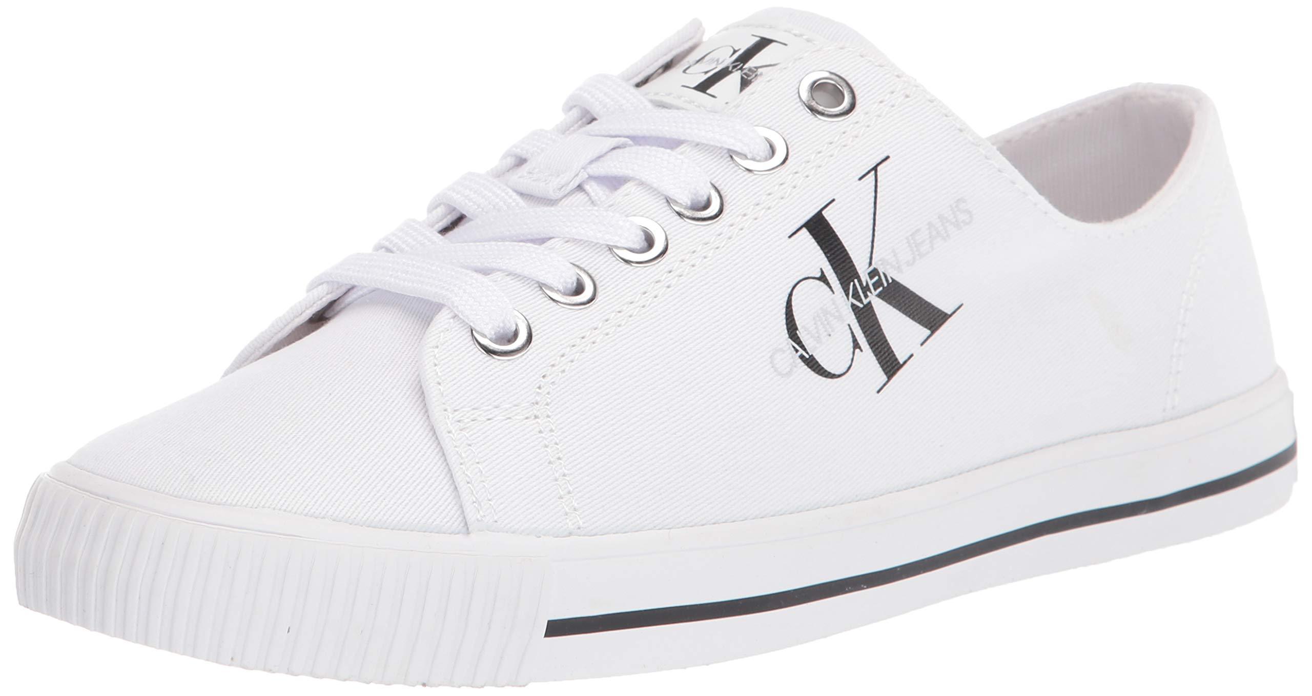 calvin klein white and silver trainers