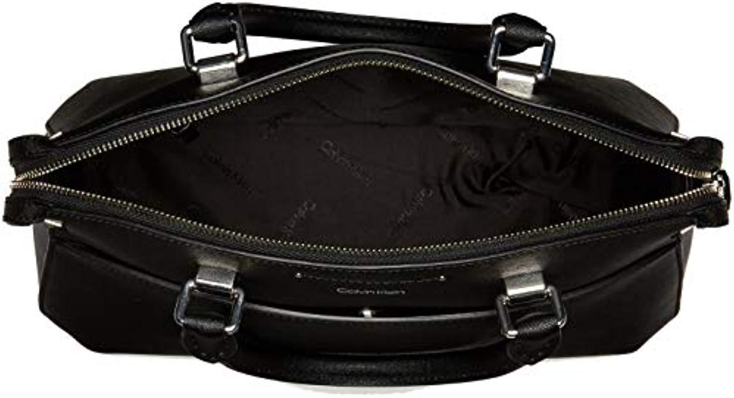 calvin klein raelynn saffiano leather satchel