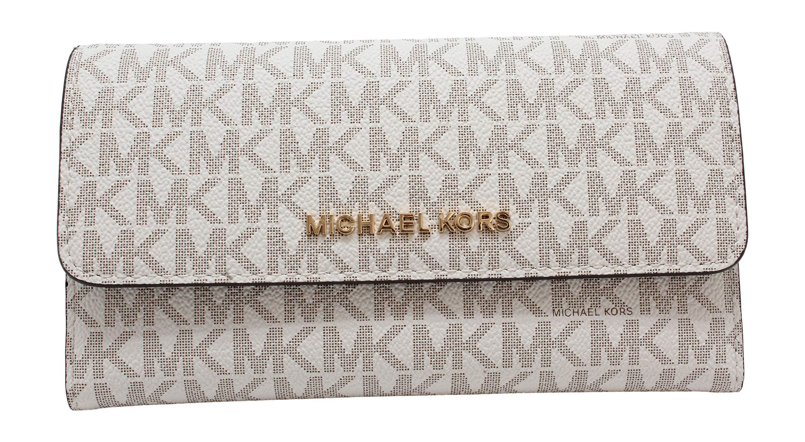 Michael Kors Jet Set Travel Large Trifold Leather Wallet (vanilla) | Lyst UK