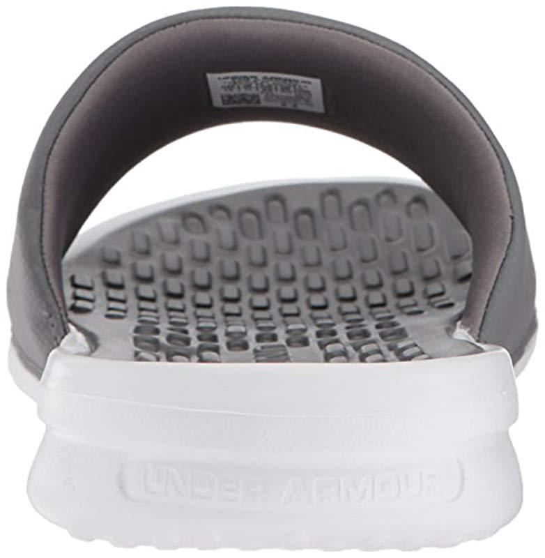 Under Armour Playmaker Fixed Strap Slide Sandal in White for Men