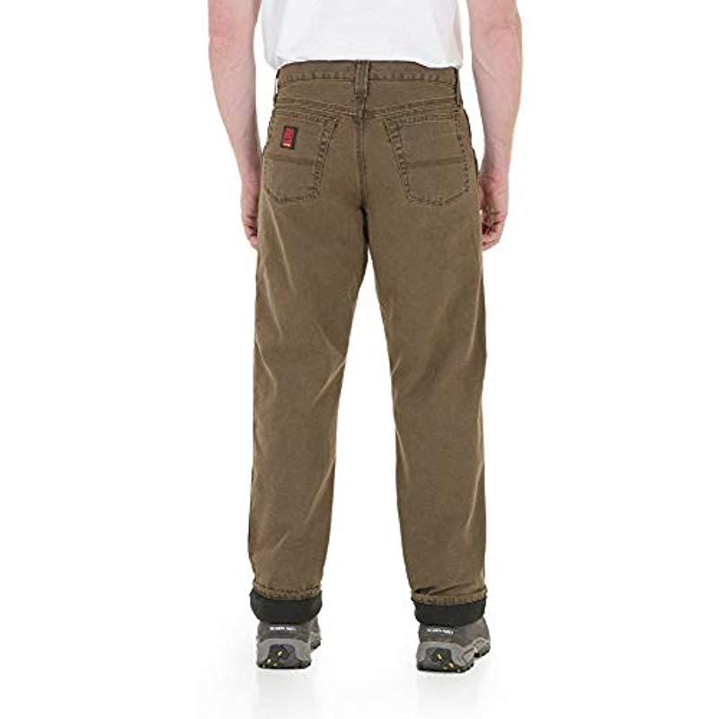 wrangler riggs fleece lined jeans