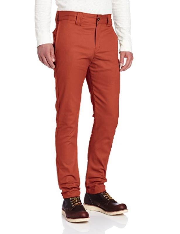 Dickies Synthetic Slim Skinny Fit Twill Work Pant in Red for Men - Lyst