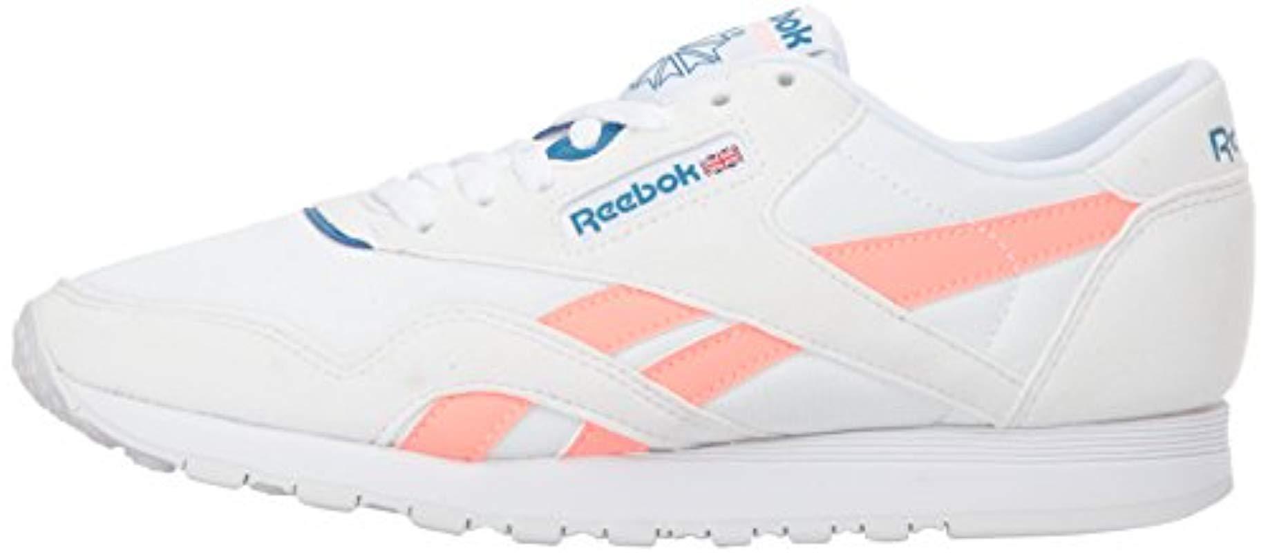 Reebok Synthetic Classic Nylon Txt (white/digital Pink/instince Blue) Classic  Shoes - Save 41% - Lyst