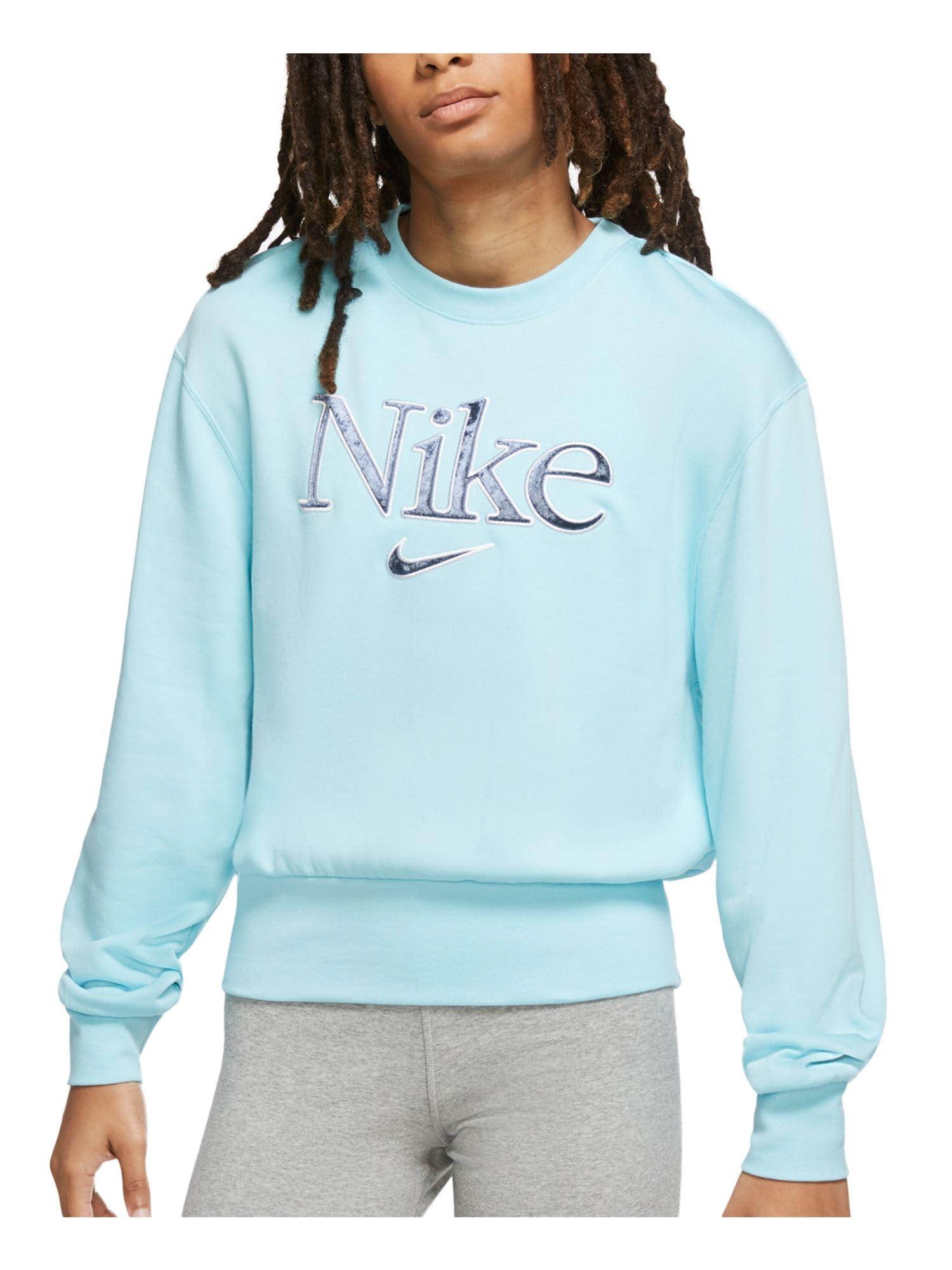 Nike S Turquoise Ribbed Logo Graphic Long Sleeve Crew Neck Sweater Uk in  Blue | Lyst UK