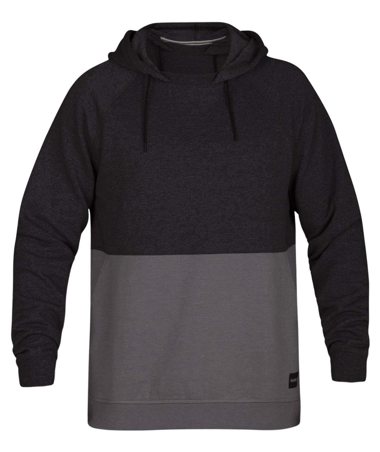 Hurley Fleece Crone Marled Textured Pullover Hoodie in Black Heather